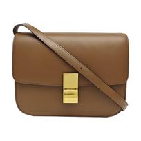 [Pre-Owned] Classic Box Gold Buckle Polished Calfskin Tofu Square Crossbody Shoulder Bag Medium - Very Good #1C2C8CN ONE SIZE