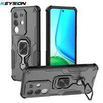 KEYSION Shockproof Armor Case for VIVO Y29 4G Soft Silicone+PC Upright Metal Live Ring Stand Phone Back Cover for VIVO Y29 for VIVO Y29 juoda