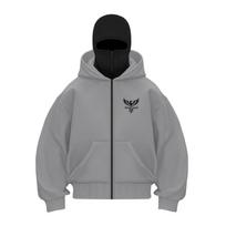 Men's Punk-inspired Zip-up Hoodie with Gothic Stylized Eagle Graphic - Black Casual Outdoor S sidabras