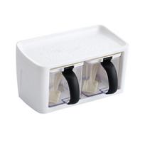 Chest of drawers, cupboards,Spice Rack | 2/3 Grids Clear Canisters with Handle, Cover, Spoon for Salt, Pepper, Sugar,Quantity:1 Piece;