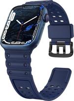 Dirželis triguba apsauga Apple Watch SE, 9, 8, 7, 6, 5, 4, 3, 2, 1 (41, 40, 38 mm) Dirželio apyrankė tamsiai mėlyna