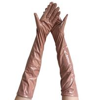 Women Long Patent Leather Coated Pole Dance Performance Gloves Halloween Cosplay  Costume Accessories Nightclub Sexy Tight Glove High Quality One Size