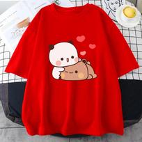 Cartoon Panda Bear Bubu and Dudu T Shirt EU Size Cotton Women Tops Kawaii Printed Harajuku Ullzang Tees ONeck Anime Female S