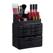 Makiažo organizatorius su stalčiais 30x24x14cm., juodos spalvos