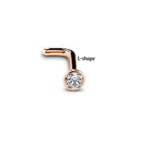 1Pc 20G 1.5/2/2.5/3mm Zircon Gem Bone Nose Stud Piercing Earring Anodized Rose Gold Color Nose Ring Prong CZ Nose Jewelry 1.5mm Gem 20G&Nose Rings & Studs&Body