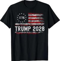 Trump 2028 Shirt Vote Donald Trump American Flag Men Women Unisex T-Shirt Unisex T-Shirt L