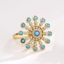 2024 Fashion Beads Anxiety Ring Fidget Spinner Rings Korea Crystal Butterfly Flower Star Moon Ring Anti Stress Jewelry Gift