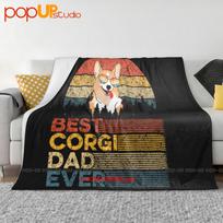Dog Dad Retro Best Corgi Ever Ultra-Soft Blanket Quilt Winter Sofa Cover Bed Covers Size: 75*100cm, Weight: 230 GSM