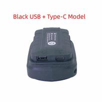 45lm LED Flashlight 18V Li-ion Battery Charger Adapter  Workshop Power Tool Accessories Black - USB TypeC
