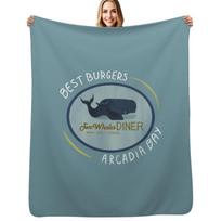 Two Whales Diner Tee (lighter) Throw Blanket Versatile Cozy Throw Blanket for All Occasions Size: 75*100cm, Weight: 230 GSM