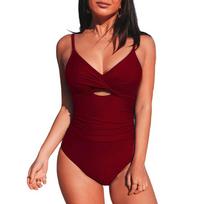 Fashion Solid Color Twist Knot Chest Backless Bikini Swimsuit For Beach S bordinė