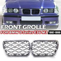 For Bmw E36 3 Series 1997-1999 Car Grille Diamond Style Front Kidney Abs Front Hood Grill Silver 51138195152 51138195151 Parts