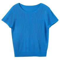 Sancai Women's 2026 Fall Short Sleeve Cable Knit Pullover M