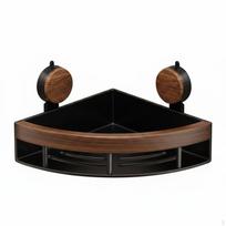 NoToolsNeeded Shower Storage Rack Quick Draining Design Suction Cup Corner Shelf for Kitchen Walnut Walnut Black Single