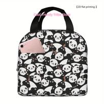 2D Flat Printing) Panda Pattern Portable Reusable Cooling Bag, Insulated Lunch Bag, Essential for Camping, Picnic, Beach, Suitab One Size