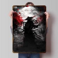 Ghost Samurai Assassin Tinplate Posters Customizable Wall Art Retro Vintage Metal Signs for Home Room Wand Deko Custom Plate 20X30CM