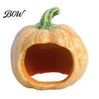 Halloween Aquarium Decoration Pumpkin Hideout, Ghost Face Betta Fish Non Fading Tank Ornament Hide Cave, Decorative Shrimp Hideaway for Durable Decor A