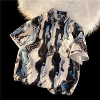 Summer seaside vacation shirt, men's all-match shirt L mėlyna