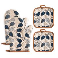 4Pcs Cotton Linen Microwave Oven Glove Thickened Oven Mitts and Pot Holder  Microwave Style 2