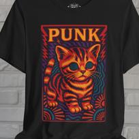 Punk Kitten T-Shirt Psychedelic Cat Tee Trippy Graphic Shirt Black Tee Alt Style Feline Freakout Tee Gift For Cat Lover 3XL