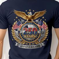250 Years Anniversary Eagle crest T-Shirt | American flags, patriotic emblem, 10 colors 3XL