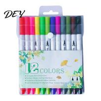 Art Practice Pens Drawing Markers Set, with Brush And Fine Point Tips, Washable Parent-child DIY Supplies Water-soluble Ink Supplies, for Hand-Drawn 12pcs