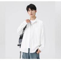 Mens Long Sleeve Business Non Iron Elastic Loose Casual Shirt S balta