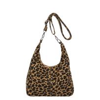 Leopard Print Crossbody Bag with zipper  non-woven  large capacity  soft  simple  fashionable  trendy  shoulder  bag