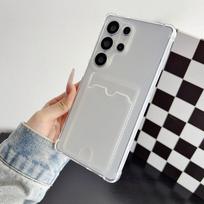 Dengtas kortelių lizdas Skaidrus dėklas Korpusas Samsung S25 Edge S24 FE S23 Ultra S22 A56 A36 A55 A26 A16 Minkštas silikoninis smūgiams atsparus skaidrus telefono dėklas Samsung S25 skaidri