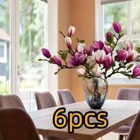 Prabangus nefrito orchidėjų rinkinys iš 6 vnt. - Realistiški žiedlapiai ir lapai, dekoratyvinis svetainės įėjimo stalo ornamentas, tinkamas namams, biurui, 3 violetinės, 3 rožinės