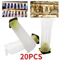 20PCS Queen Cage Rearing Cover Catcher Queen Plastic Cells Bees Box Cages Bees Tool Apiculture Equipment Protection Light Grey