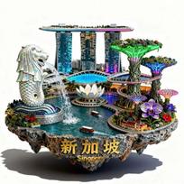 Singapūro šaldytuvo magnetukai Metalinė medžiaga Merlionas Marina Bay Sands Šaldytuvo lipdukai Gimtadienio dovanos Namų dekoravimas gray