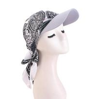 Breathable Baseball Hijab Cap UV Protection Hijab Bonnet Chiffon Printed Visor Hat  Summer Black White