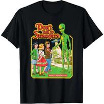 Cotton Short Sleeve Steven Rhodes Don'T Talk To Strangers Alien Retro Dark Humor T-Shirt For Men Women XXL green