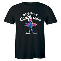 Surf Classic California Since 1850 Surfing Lady Beautiful Watersport Mens Tshirt L