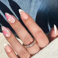 24pcs Almond Shaped Press On Nail False Nail With Multicolored Floral Designs Nail Art Decoration For Women And Girls 1