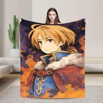 Final Fantasy Tactics Flannel Blanket Soft Bedding Throws for Bedroom Travel Graphic Bedspread Sofa Bed Cover Size: 75*100cm, Weight: 230 GSM