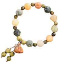 Charm Jewelry Tibetan Buddha Bracelet Lotus Charm Wooden Beads Bracelet  Buddhism Rituals žalia