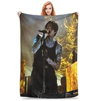 Flannel Throw Blanket Bad Omens Noah Flannel Rock Music Warm Plush Blankets Soft Bedspread for Bed Living room Home Picnic Couch Size: 75*100cm, Weight: 230 GSM