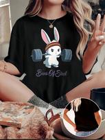 Funny Bunny Weightlifting Buns Of Steel Graphic T-shirt XL