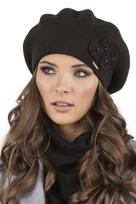 Vivisence damski beret z dodatkiem wełny, elegancki, ciepły, czarny, uniwersalny rozmiar