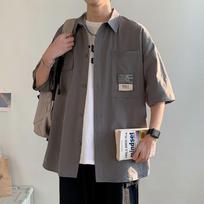Summer seaside vacation shirt, men's all-match shirt L tamsiai pilka spalva
