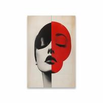 Mid Century Modern Wall Art Poster Maximalist Abstract Female Portrait Print Surreal Geometric Face Canvas Painting Home Decor 21X30CMNo Framed
