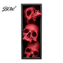 Dark Academia Shelf Accent Skulls Book Nook, Gothic Skull Bookshelf Insert, 3 Tier Stacked Sculpture Halloween Table Decoration with Black Frame,