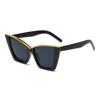 Oversized Cat Eye UV400 Sunglasses, Full Frame V-shape Plastic Eyewear With AC Lenses Outdoor Light Blocking Shades C01Black frame, grey col