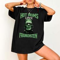 Hot Moms Love Frankenstein Shirt – Funny Horror Tee – Comfort Colors Halloween Graphic Tee 2XL