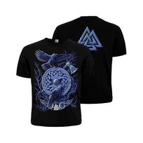 Viking Ravens T-Shirt: Norse Mythology, Shield & Valknut Design 2XL