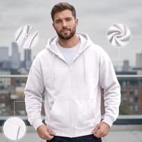 Men's Casual Color Zip-up Hoodie Jacket XXL balta