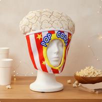 Popcorn Costume Headpiece Funny Design Food Themed Hat Carnival Bucket for beige