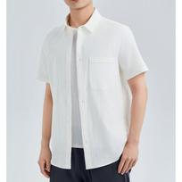 Mens Loose Breathable Solid Short Sleeve Casual Cotton Linen Shirt M balta
